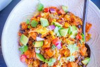 Enchilada Bake with Sweet Potato, Quinoa, and Vegetables