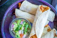 Oven-Crisped Jackfruit and Pinto Bean Taquitos