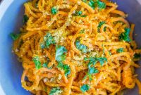 Savory Vegan Garlic Parm Sweet Potato Ribbons
