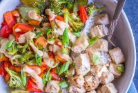 One-Pan Ginger Peanut Tofu Power Bowls