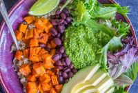Sweet Potato and Black Bean Power Bowls with Zesty Cilantro Lime Pesto