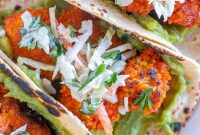Buffalo Cauliflower Tacos with Creamy Ranch Slaw