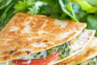 Creamy White Bean Pesto Quesadillas with Fresh Tomato