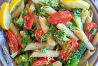 Bright Lemon Broccoli Pasta with Sweet Roasted Tomatoes