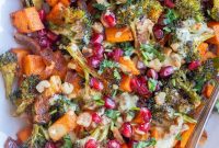 Curry Tahini Drizzled Roasted Sweet Potato and Broccoli