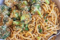 Sticky Teriyaki Noodles with Crispy Roasted Broccoli