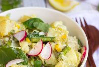 Creamy Lemon Dill Dijon Potato Salad with Grilled Asparagus and Corn