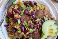 Skillet Veggie Sausage & Red Bean Rice