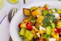 Zesty Southwestern Green Tomato Panzanella with Cilantro Lime