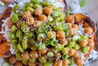 Loaded Teriyaki Edamame Sweet Potatoes