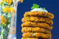 Curried Sweet Potato, Millet, and Lentil Fritters with Fresh Cilantro Aioli