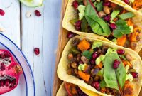 Vibrant Black Eyed Pea and Sweet Potato Tacos with Pomegranate Burst