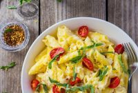 Creamy Vegan Corn Penne with Sweet Basil and Juicy Cherry Tomatoes