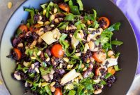 Mediterranean Forbidden Rice Salad with Roasted Garlic Vinaigrette