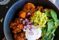 Stove Top Sweet Potato and Black Bean Enchilada Skillet