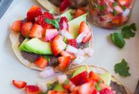 Strawberry Salsa Black Bean and Avocado Tostadas