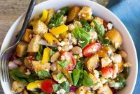 Basil Burst Panzanella with Spinach and White Beans