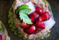 Kale Crunch Bites: Black Bean Hummus and Pomegranate Splash