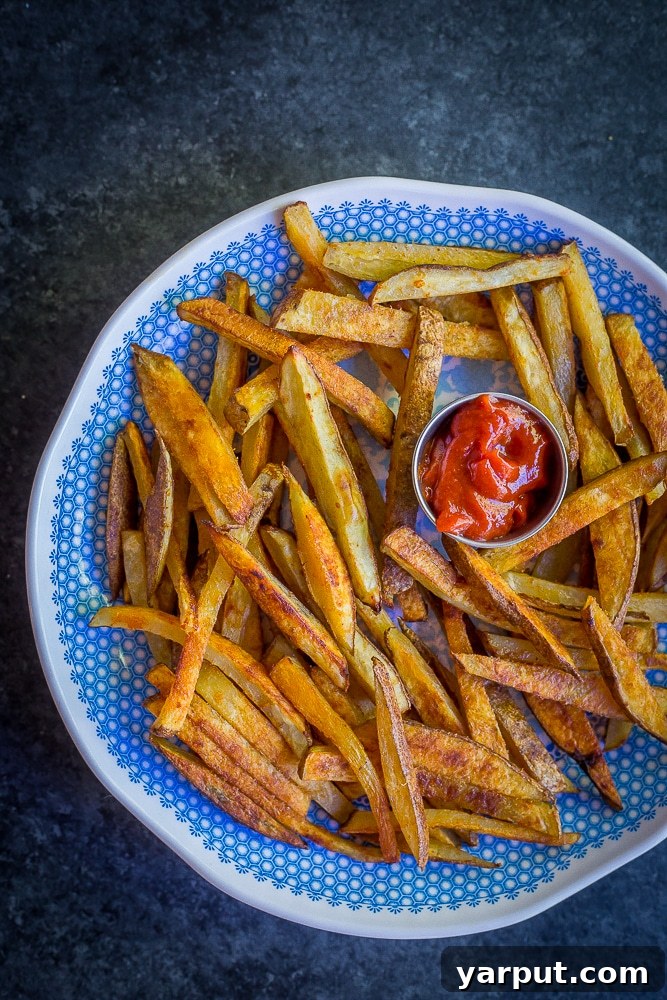 Golden Coconut Fries, Fiery Thai Ketchup 3 Crispy Baked Coconut Oil French Fries with Red Thai Curry Ketchup