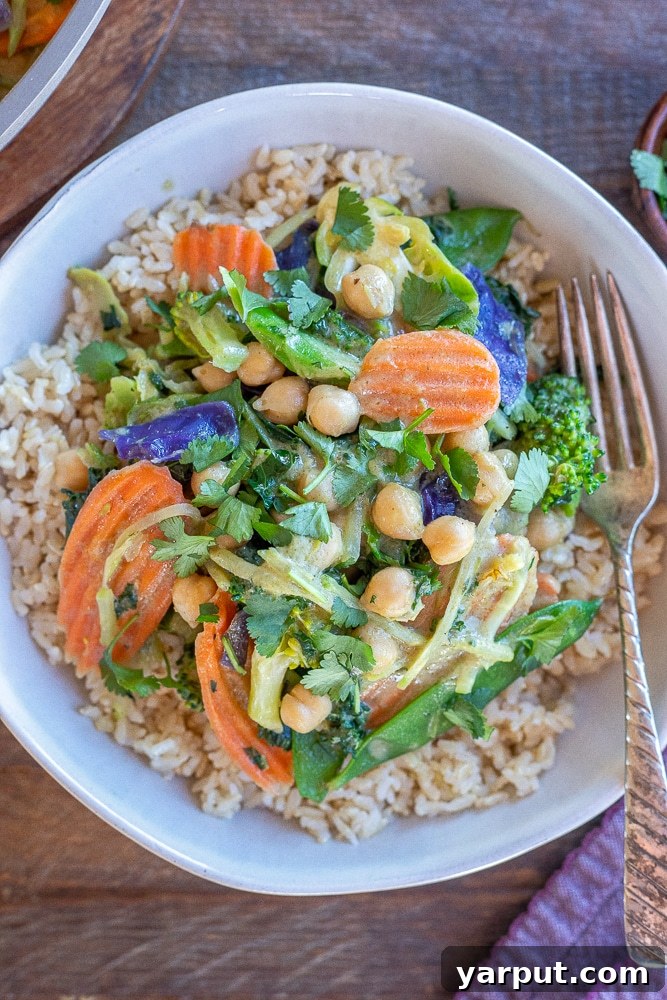 35 Wholesome Plant Based Gluten Free Dinner Recipes 17 Fragrant Thai Green Curry with Chickpeas and mixed Vegetables.