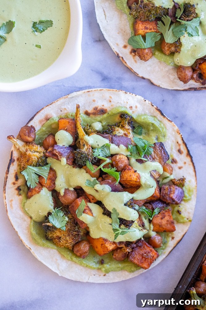 35 Wholesome Plant Based Gluten Free Dinner Recipes 7 Roasted Sweet Potato, Broccoli, and Chickpea Tacos.