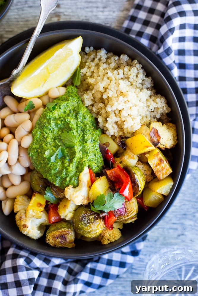 35 Wholesome Plant Based Gluten Free Dinner Recipes 71 Nourishing Roasted Veggie Buddha Bowls with fresh Pesto.