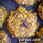 Healthy Pumpkin Chocolate Chip Oatmeal Cookies on a cooling rack.