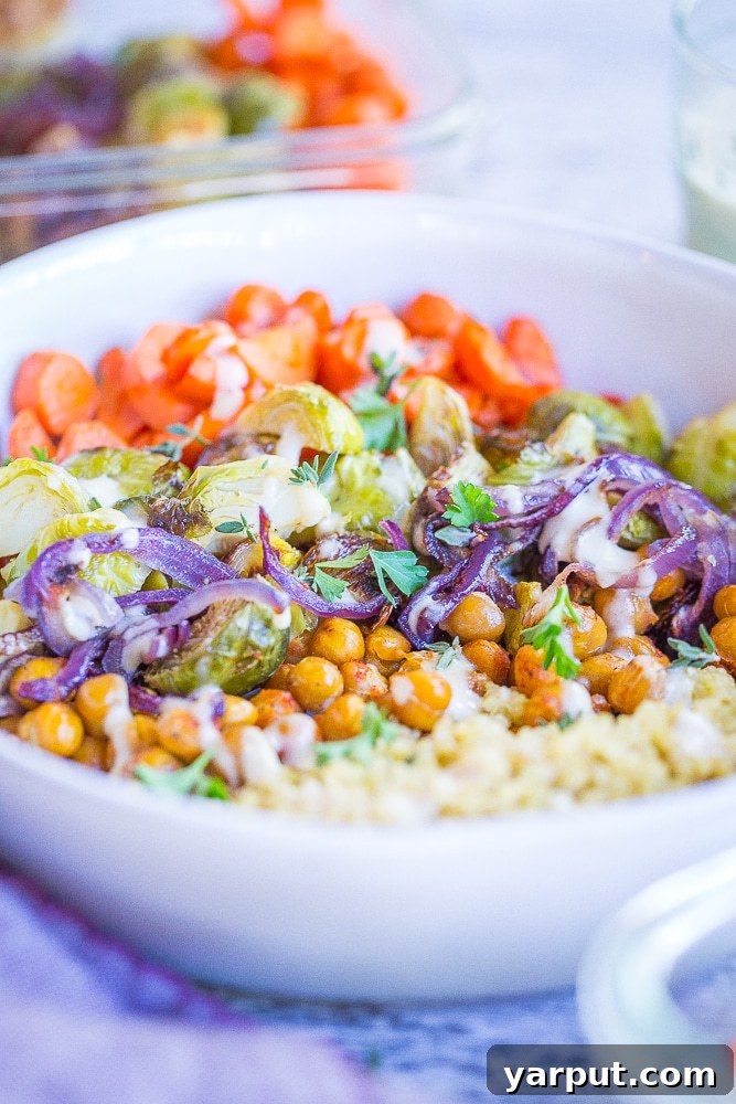 Ingredients for healthy Roasted Vegetable and Chickpea Meal Prep Bowls displayed.