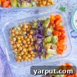 Roasted Vegetable and Chickpea Meal Prep Bowls ready for healthy lunches.