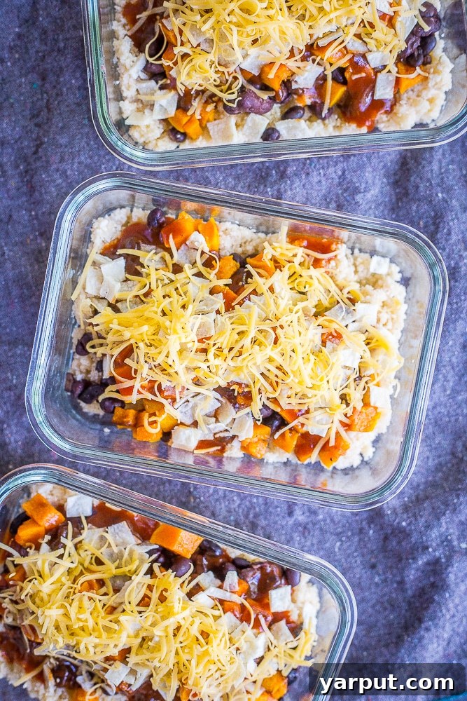 Make-Ahead Enchilada Meal Prep Bowls with Butternut Squash and Cauliflower Rice 3 Enchilada Meal Prep Bowls with Butternut Squash and Cauliflower Rice - These delicious and healthy meal prep bowls are also freezer friendly so you can enjoy them whenever you want! They're great for lunch or dinner and easy to make! Gluten free and vegetarian!