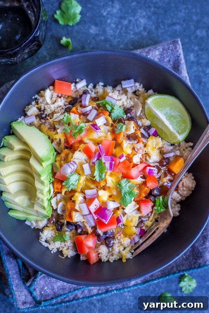 Make-Ahead Enchilada Meal Prep Bowls with Butternut Squash and Cauliflower Rice 4 Enchilada Meal Prep Bowls with Butternut Squash and Cauliflower Rice - These delicious and healthy meal prep bowls are also freezer friendly so you can enjoy them whenever you want! They're great for lunch or dinner and easy to make! Gluten free and vegetarian!