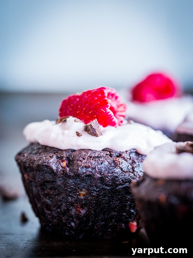 Guilt Free Gluten Free Vegan Chocolate Raspberry Cupcakes Naturally Sweetened 4 These Healthier Chocolate Cupcakes with Raspberries are made with healthy ingredients and packed with raspberries and beets to make them extra nutritious! They're also vegan, gluten free and refined sugar free! Perfect for dessert and great to bring to parties!