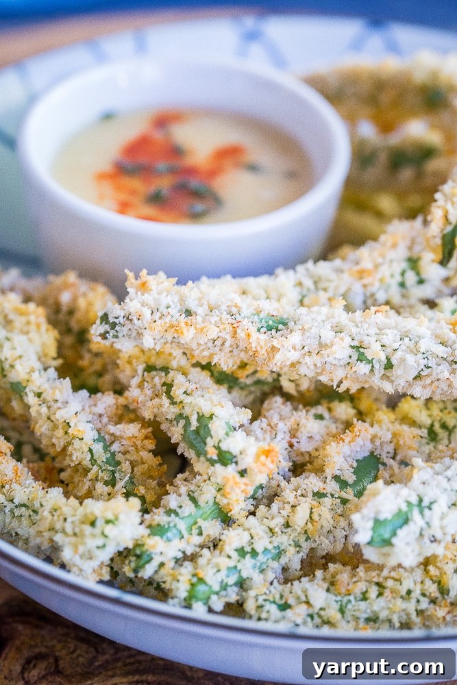 Healthy Crispy Baked Green Bean Fries 4 Egg Free Crispy Baked Green Bean Fries - These delicious and crispy baked green bean fries are made with aquafaba instead of eggs. They're so easy to make and are perfect for a snack, appetizer or side dish! Vegan, vegetarian, refined sugar free.