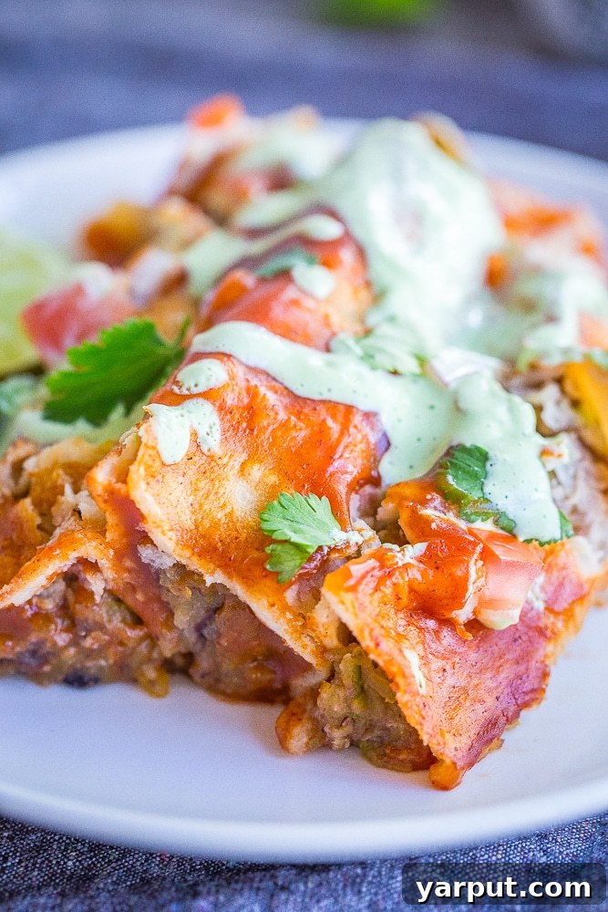 Effortless Spaghetti Squash Black Bean Enchiladas 3 Close-up shot of the rich, flavorful filling for Spaghetti Squash and Black Bean Enchiladas.