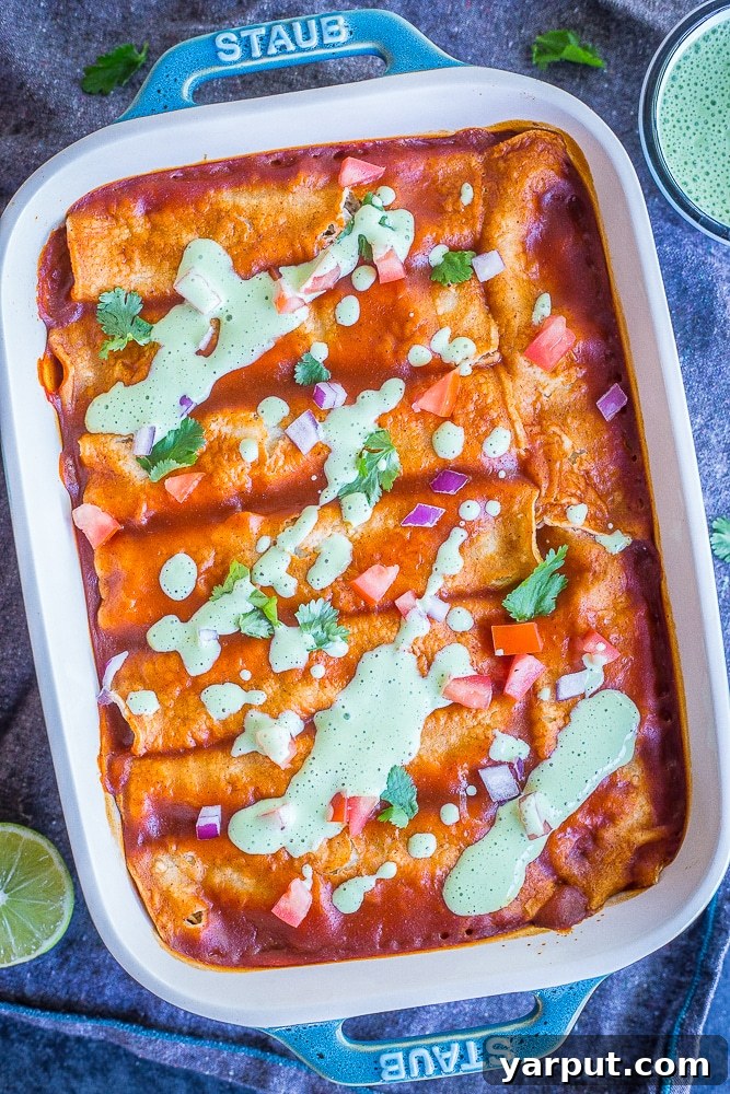 Effortless Spaghetti Squash Black Bean Enchiladas 4 Assembled Spaghetti Squash and Black Bean Enchiladas ready for baking.