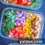 Chickpea and Lentil Taco Salad Meal Prep Bowls