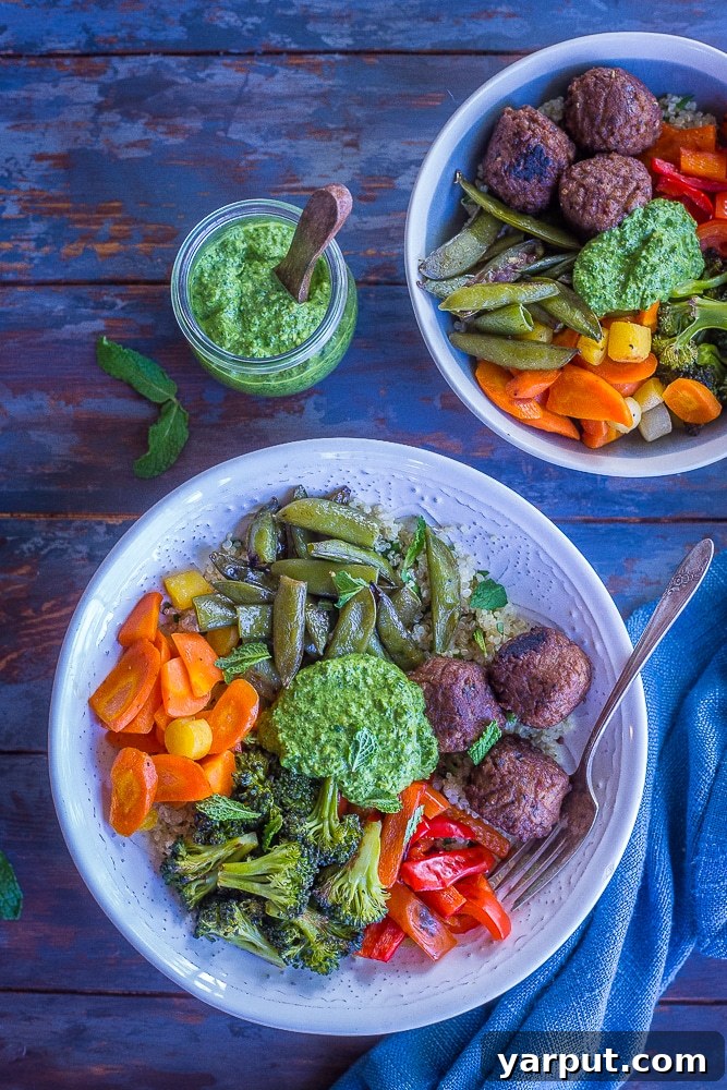 Plant-Powered Spring Pesto Bowls with Garden Veggies 7 Ingredients for a fresh spinach mint pesto, including baby spinach, mint leaves, walnuts, nutritional yeast, and lime, ready to be blended.