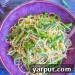 A small image of the finished Spring Vegetable Pasta with Lemon, Dill, and Garlic.