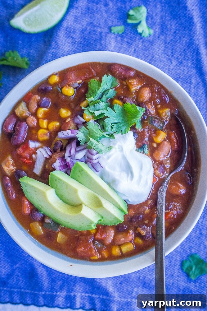 Summer Garden Instant Pot Vegetarian Chili 2 Instant Pot Vegetarian Chili in a bowl with vibrant toppings