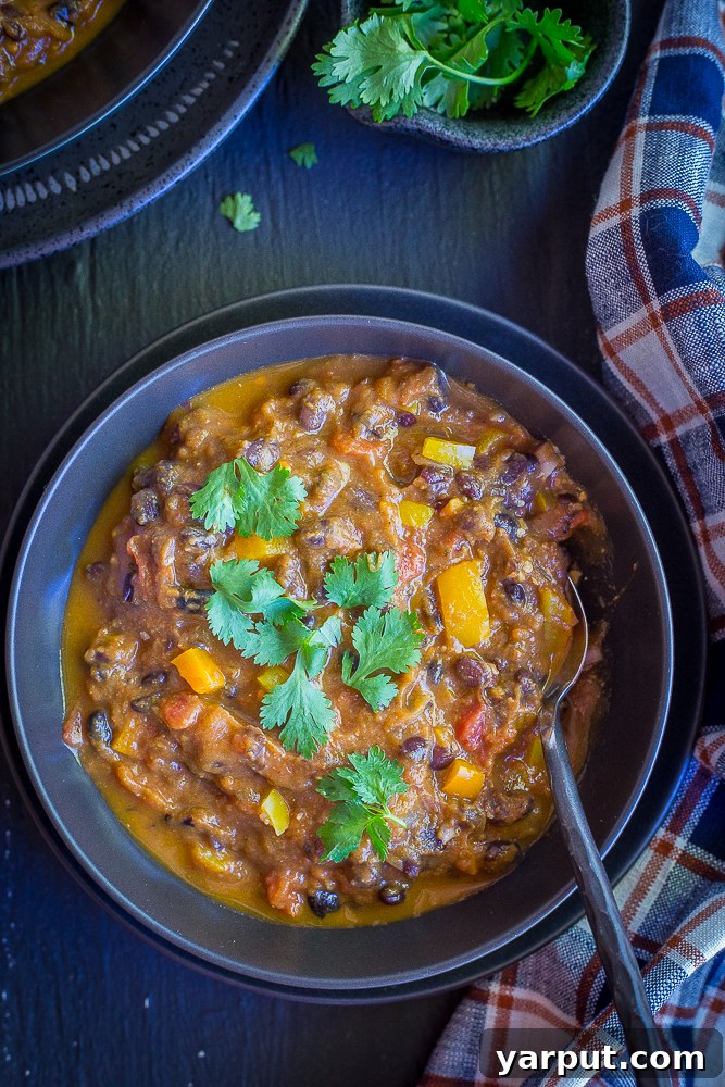 46 Mouthwatering Soy-Free Vegan Dinners 17 Smoky Pumpkin and Black Bean Chili, a comforting and robust vegan stew.