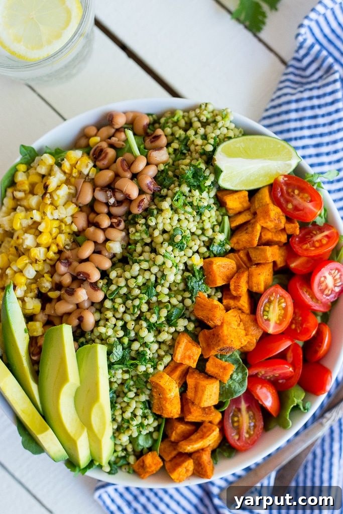 46 Mouthwatering Soy-Free Vegan Dinners 38 Green Sorghum Burrito Bowls with Roasted Sweet Potato, a healthy and satisfying vegan bowl.