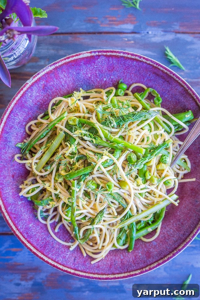 46 Mouthwatering Soy-Free Vegan Dinners 6 Spring Vegetable Pasta with Lemon and Dill, a bright and zesty vegan dish.