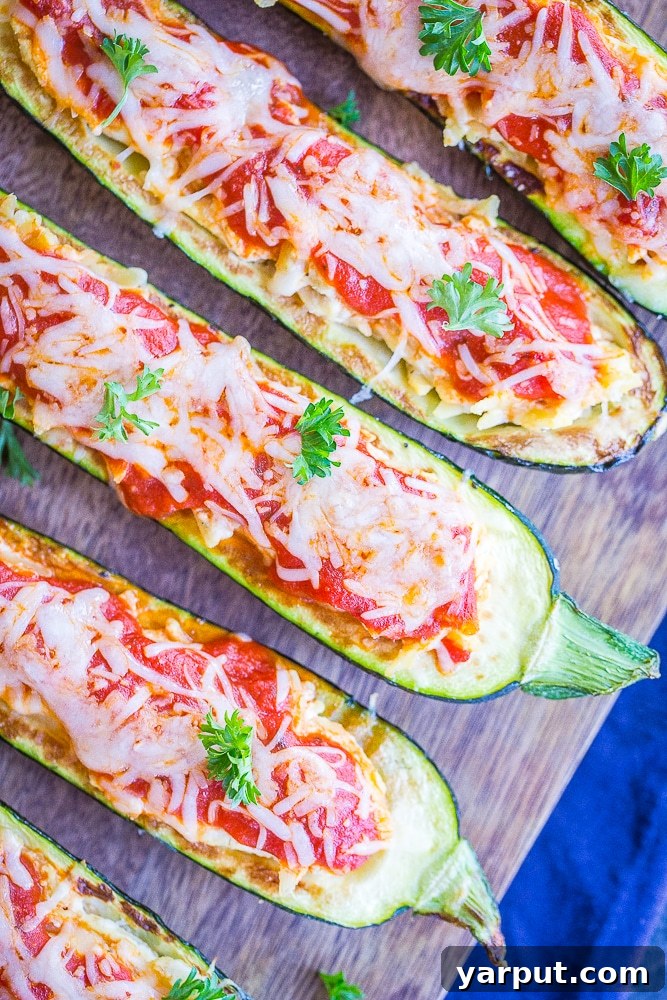 Quick & Delicious: 5-Ingredient Vegetarian Dinners 7 Zucchini boats stuffed with orzo and lasagna-style ingredients, topped with cheese.