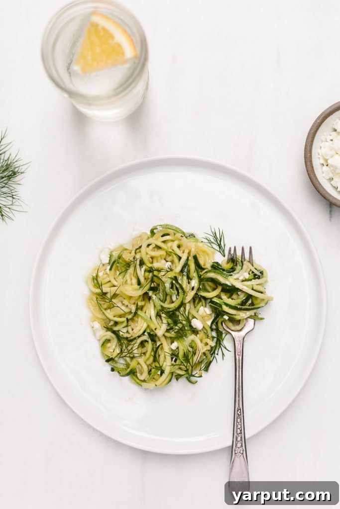 Quick & Delicious: 5-Ingredient Vegetarian Dinners 8 A fresh bowl of 5-ingredient zucchini noodles with simple sauce and herbs.