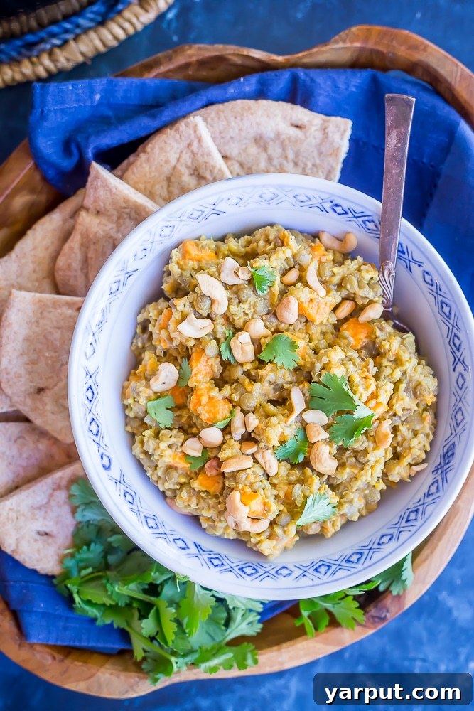 20 Delicious Vegetarian Dinner Ideas 12 One Pot Coconut Curry Lentil Quinoa and Sweet Potatoes