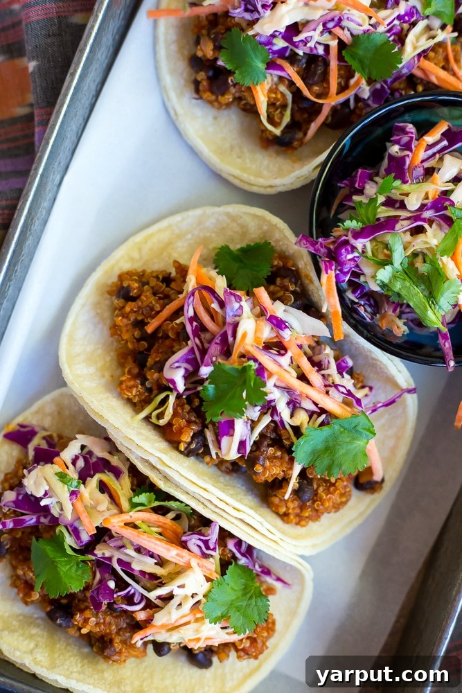 20 Delicious Vegetarian Dinner Ideas 18 BBQ Black Bean and Quinoa Tacos