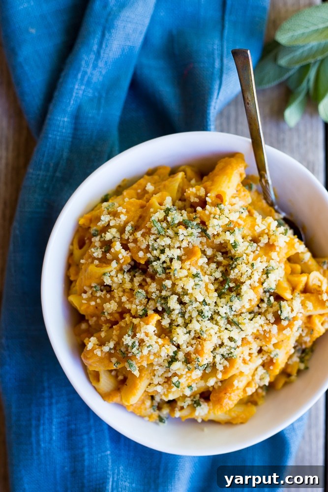 67 Vegan Holiday Recipes: Appetizers, Side Dishes, Salads, Main Courses, and Desserts 22 Butternut Squash Mac N Cheese with Crispy Sage Breadcrumbs
