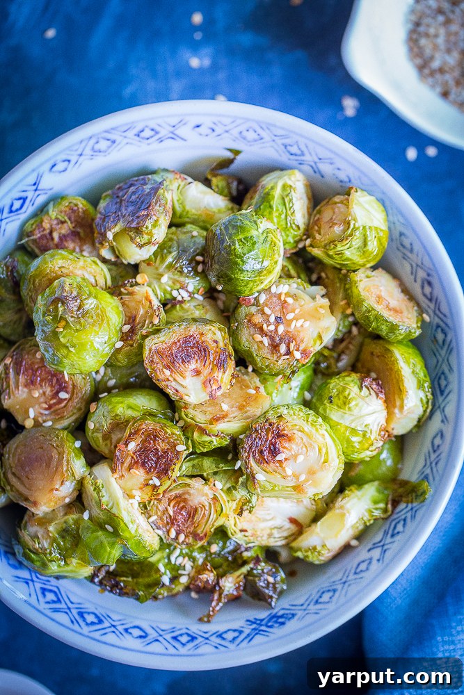 67 Vegan Holiday Recipes: Appetizers, Side Dishes, Salads, Main Courses, and Desserts 24 Maple Sesame Ginger Roasted Brussels Sprouts