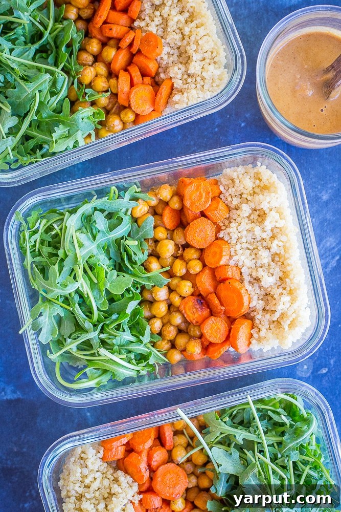 16 Delicious Vegan Lunch Prep Ideas 9 Vegan Roasted Carrot Chickpea Salad with Orange Ginger Cashew Dressing
