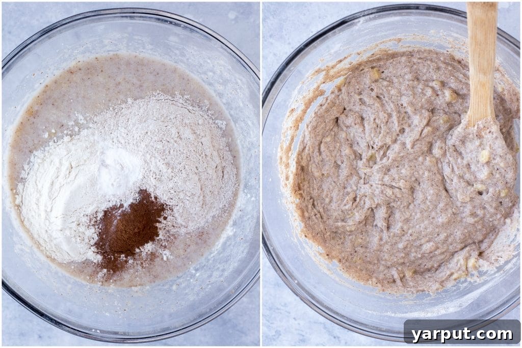 Healthy One Bowl Banana Muffins No Added Sugar 4 Step by step photos of these Toddler Friendly Healthy Banana Muffins